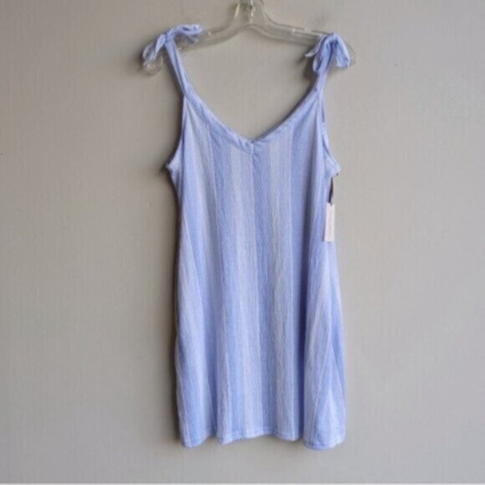 NWT Laura Ashley blue striped sleeveless mini dress